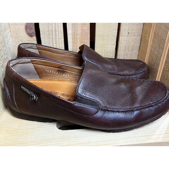 Mephisto Cool-Air Leather Loafers Men's Size US 9 Leather Brown Slip On Shoes - Picture 2 of 9